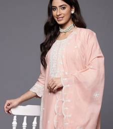 Women Embroidered Pure Cotton Kurta with Trousers & Dupatta