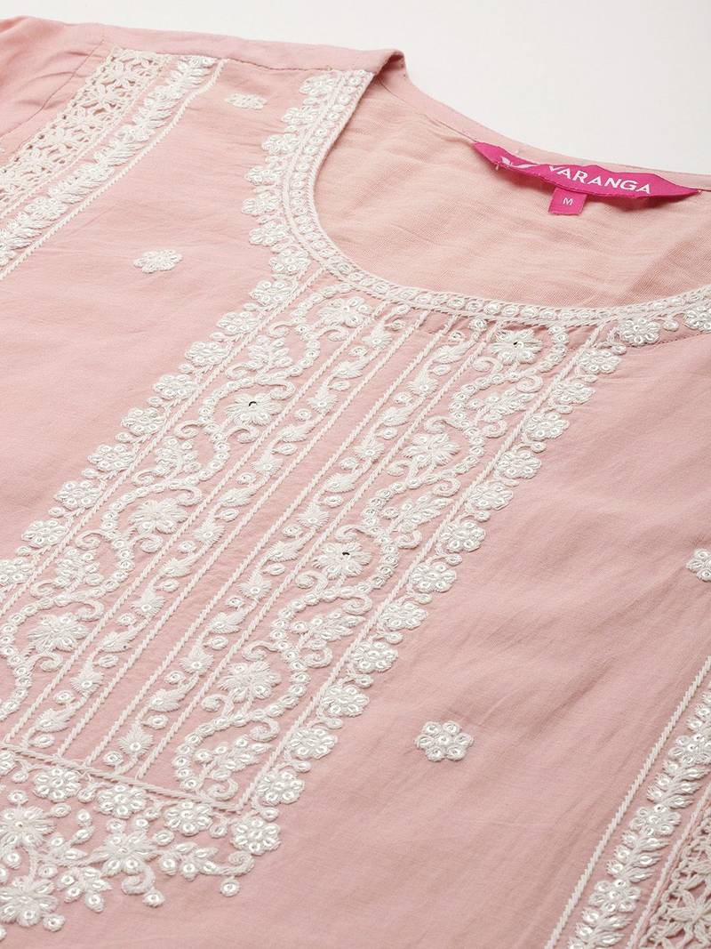 Women Embroidered Pure Cotton Kurta with Trousers & Dupatta
