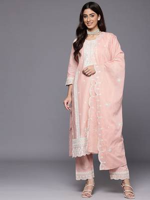 Women Embroidered Pure Cotton Kurta with Trousers & Dupatta 1