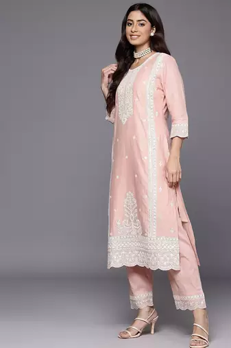 Women Embroidered Pure Cotton Kurta with Trousers & Dupatta