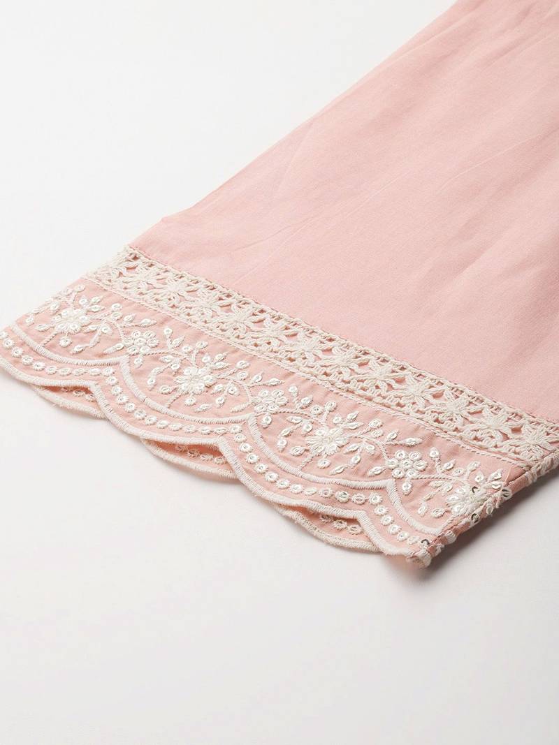 Women Embroidered Pure Cotton Kurta with Trousers & Dupatta