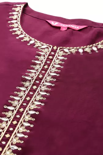 Ethnic Motifs Embroidered Zari Kurta with Trousers & Dupatta