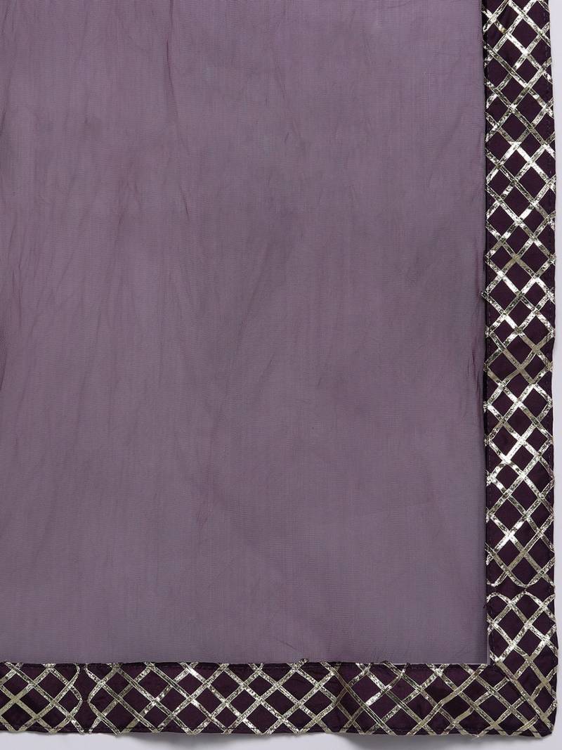 Ethnic Motifs Embroidered Zari Kurta with Trousers & Dupatta