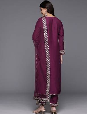 Ethnic Motifs Embroidered Zari Kurta with Trousers & Dupatta 6