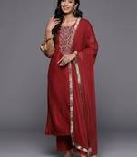Ethnic Motifs Embroidered Regular Kurta with Trousers & With Dupatta