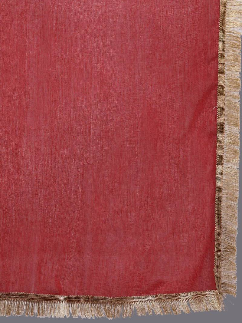 Ethnic Motifs Embroidered Regular Kurta with Trousers & With Dupatta