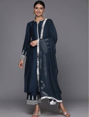 Ethnic Motifs Embroidered Regular Kurta with Trousers & With Dupatta 1