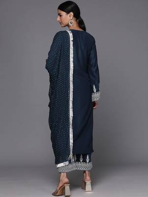 Ethnic Motifs Embroidered Regular Kurta with Trousers & With Dupatta 6