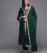 Ethnic Motifs Embroidered Regular Kurta with Trousers & With Dupatta