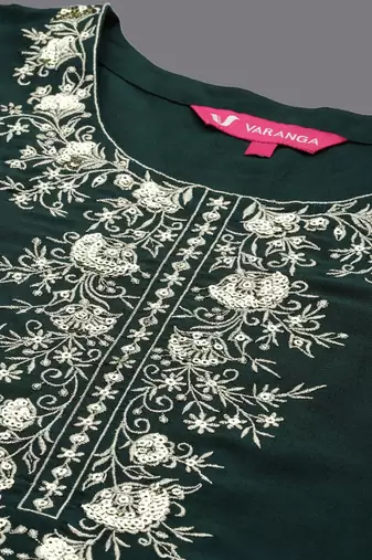 Ethnic Motifs Embroidered Regular Kurta with Trousers & With Dupatta