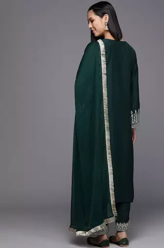 Ethnic Motifs Embroidered Regular Kurta with Trousers & With Dupatta