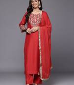 Women Ethnic Motifs Embroidered Kurta with Palazzos & With Dupatta