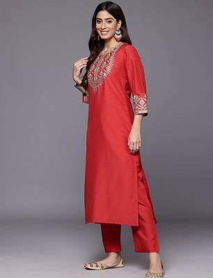 Women Ethnic Motifs Embroidered Kurta with Palazzos & With Dupatta 6