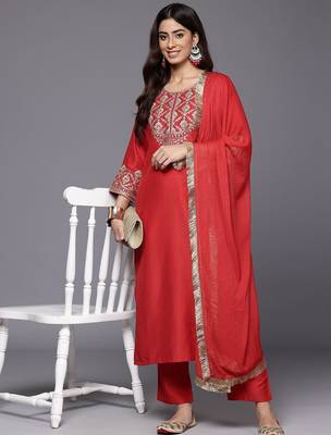 Women Ethnic Motifs Embroidered Kurta with Palazzos & With Dupatta 8