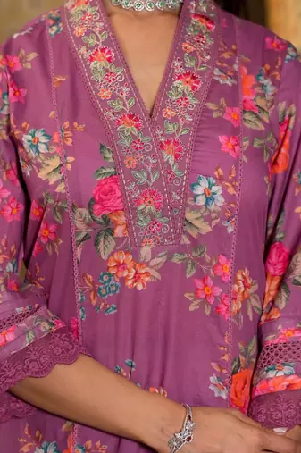 Printed Kurta with Trousers & Dupatta