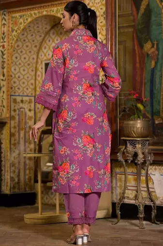 Printed Kurta with Trousers & Dupatta