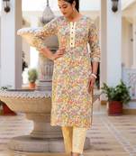 Floral Printed Regular Pure Cotton Kurta with Trouser