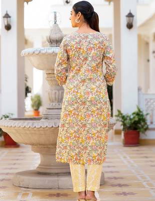 Floral Printed Regular Pure Cotton Kurta with Trouser 5