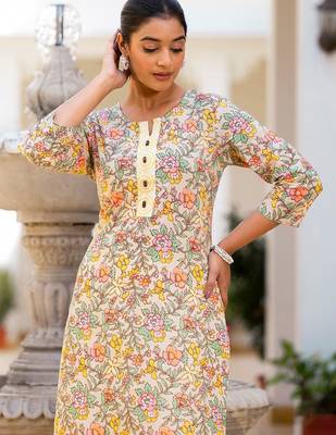 Floral Printed Regular Pure Cotton Kurta with Trouser 6