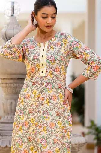 Floral Printed Regular Pure Cotton Kurta with Trouser