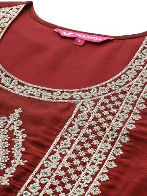 Women Ethnic Motifs Embroidered Regular Kurta with Trousers & With Dupatta 2