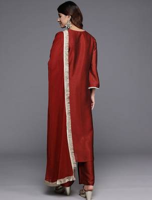 Women Ethnic Motifs Embroidered Regular Kurta with Trousers & With Dupatta 7