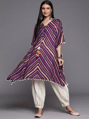 Striped Kaftan Kurta with Salwar 1