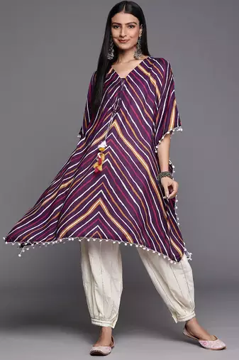 Striped Kaftan Kurta with Salwar