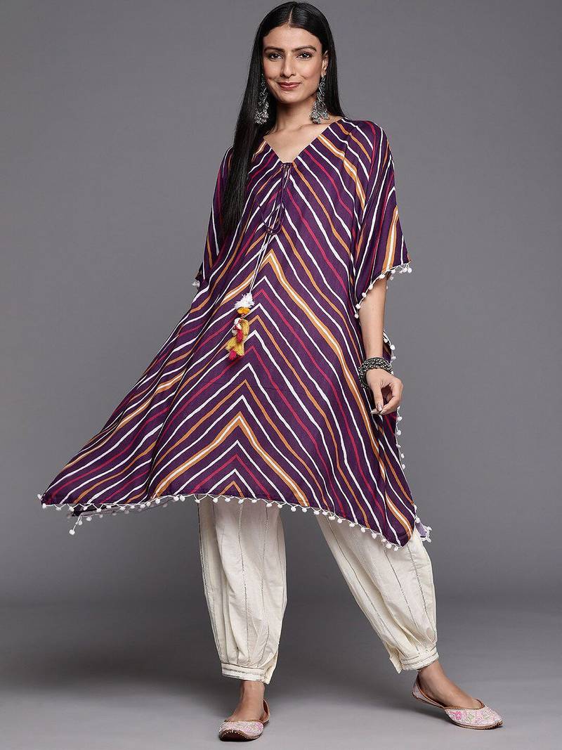 Striped Kaftan Kurta with Salwar