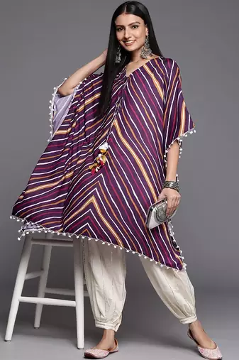 Striped Kaftan Kurta with Salwar