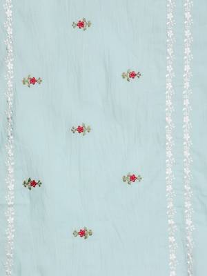 Floral Embroidered Thread Work Pure Cotton Kurta with Trousers & Dupatta 5
