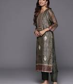 Women Abstract Printed Gotta Patti Kurta with Trousers & With Dupatta