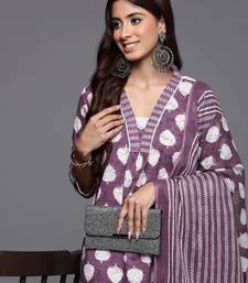 Floral Printed Sequinned Pure Cotton Kurta with Trousers & Dupatta