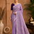 Lavender Embroidery Thread And Beats Work Design Fabric Soft Linen Saree With Unstitched Blouse
