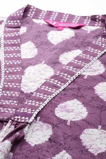 Floral Printed Sequinned Pure Cotton Kurta with Trousers & Dupatta