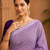Lavender Embroidery Thread And Beats Work Design Fabric Soft Linen Saree With Unstitched Blouse