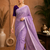 Lavender Embroidery Thread And Beats Work Design Fabric Soft Linen Saree With Unstitched Blouse
