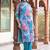 Floral Printed Round Neck Mirror Embroidered Straight Kurta Set With Dupatta