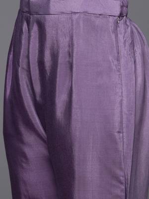 Floral Printed Empire Beads & Stones Pure Silk Kurta with Trousers & Dupatta 3