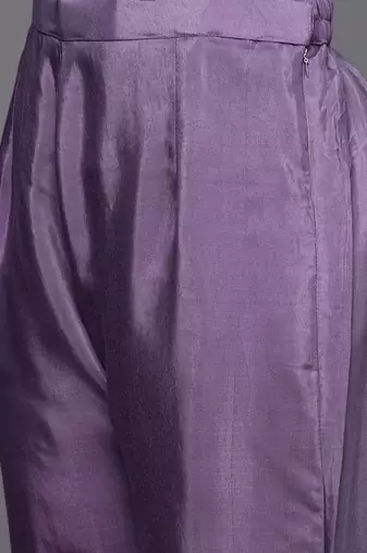 Floral Printed Empire Beads & Stones Pure Silk Kurta with Trousers & Dupatta