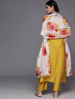 Ethnic Motifs Embroidered Sequinned Kurta with Trousers & Dupatta 7