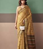 Mustard soft cotton casual & festive wear saree