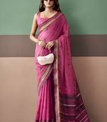 Rani pink soft cotton casual & festive wear saree
