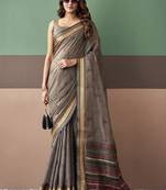 Gray soft cotton casual & festive wear saree