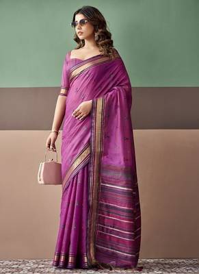 Magenta soft cotton casual & festive wear saree 1