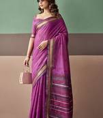 Magenta soft cotton casual & festive wear saree