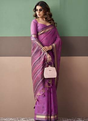 Magenta soft cotton casual & festive wear saree 2