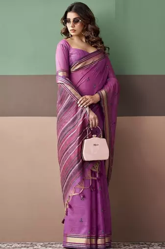 Magenta soft cotton casual & festive wear saree