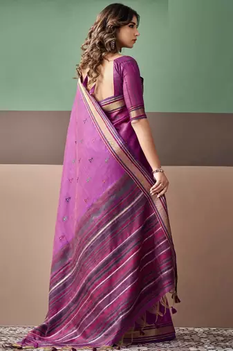 Magenta soft cotton casual & festive wear saree