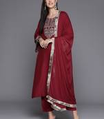 Women Floral Yoke Design Regular Sequinned Kurta with Trousers & Dupatta